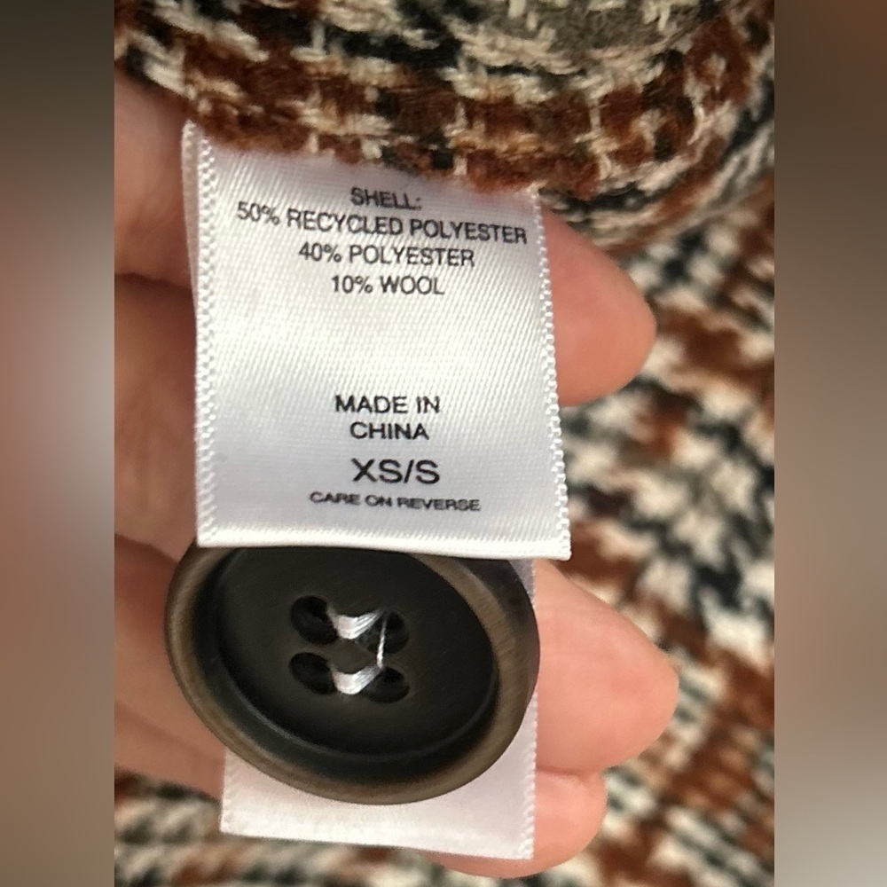 Happy Nature Kate Hudson Oversized Tweed Double Breasted Blazer Wool Blend XS/S - Picture 6 of 9